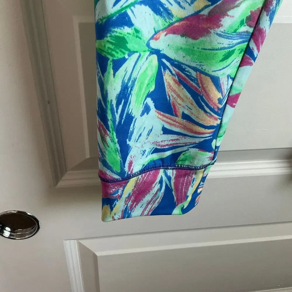 Belle Kim Gravel Tropical Leaf Print Pocket Jogger‎ Leggings - Size XLP